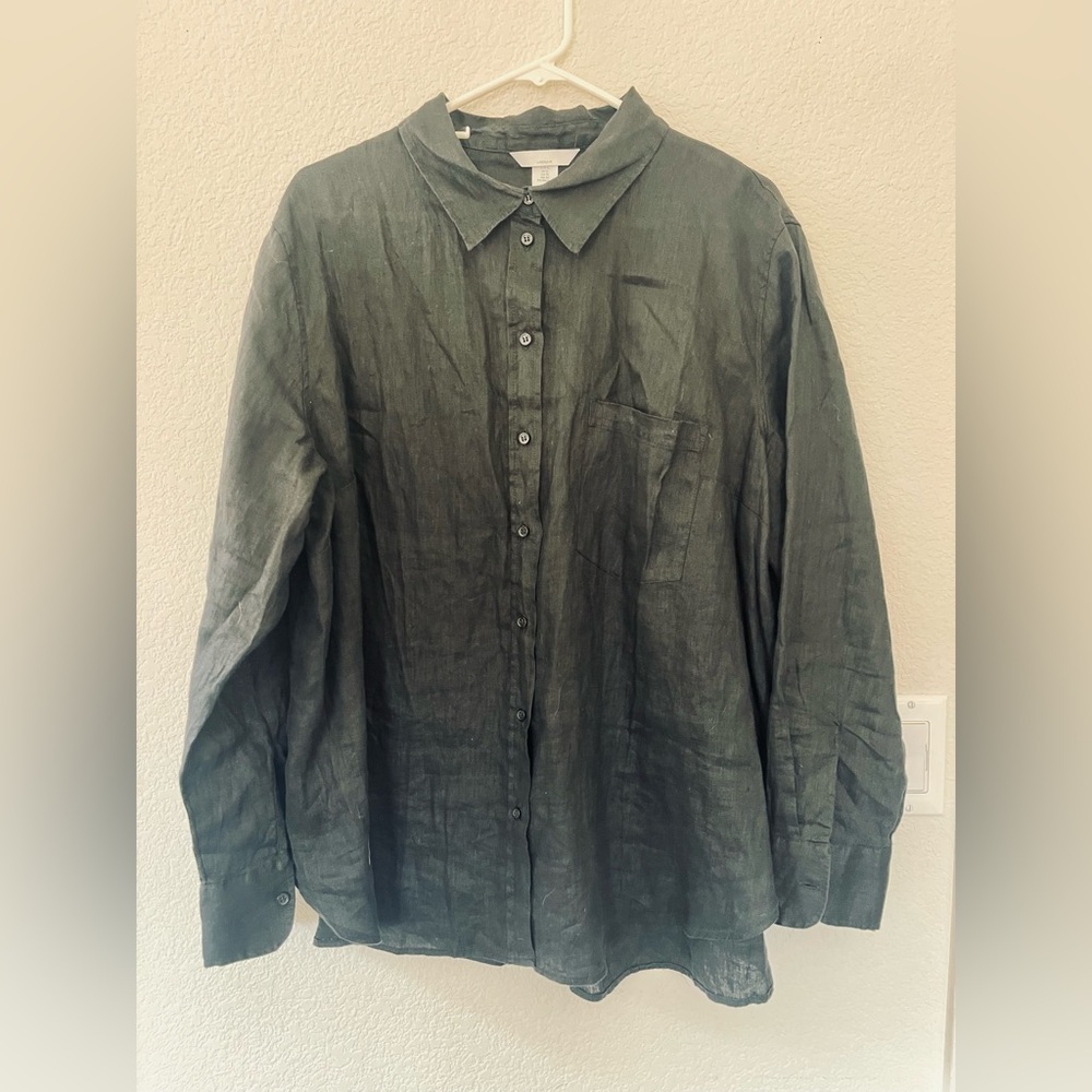 H&M Women’s 100% Linen Button-down, Black